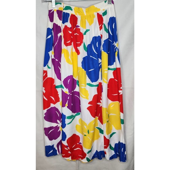 Vintage 1990s Jimmy Garcia NY Skirt Bright Flowers - Picture 1 of 5